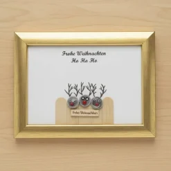 Weihnachtsbild Rentiere – Handgefertigtes Steinbild personalisierbar | STB-317