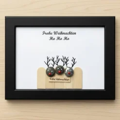 Weihnachtsbild Rentiere – Handgefertigtes Steinbild personalisierbar | STB-317