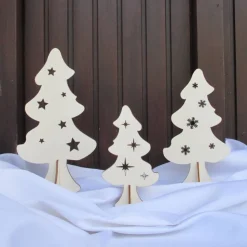 Weihnachtsbäumchen 3er-Set aus Holz, Tannenbäumchen, Dekobäumchen