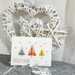 Weihnachtsbäume mit Aquarellfarbe & Fineliner - VIELEN DANK - Weihnachtskarte - danielb.art