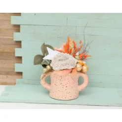 Weihnachtsdeko Gesteck TrockenblumenTischdeko Weihnachten Aufsteller Tischdeko apricot weiß