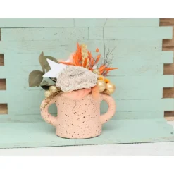 Weihnachtsdeko Gesteck TrockenblumenTischdeko Weihnachten Aufsteller Tischdeko apricot weiß