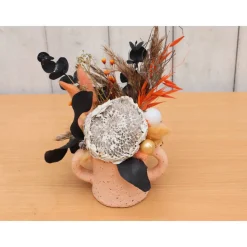 Weihnachtsdeko Gesteck TrockenblumenTischdeko Weihnachten Aufsteller Tischdeko apricot weiß