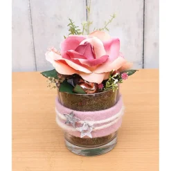 Weihnachtsdeko Gesteck TrockenblumenTischdeko Weihnachten Aufsteller Tischdeko rosa