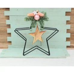 Weihnachtsdeko Metall Stern dekoriert Tischdeko Weihnachten rosa goldfarbig Tischdeko