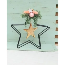 Weihnachtsdeko Metall Stern dekoriert Tischdeko Weihnachten rosa goldfarbig Tischdeko
