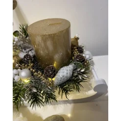 Weihnachtsdeko mit Schlitten, Engel, Kerze und Ledlichtern Weihnachtsschlitten