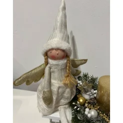 Weihnachtsdeko mit Schlitten, Engel, Kerze und Ledlichtern Weihnachtsschlitten