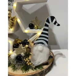 Weihnachtsdeko mit Sternen Weihnachtsgesteck schwarz gold