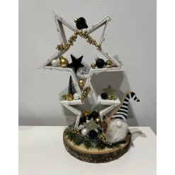 Weihnachtsdeko mit Sternen Weihnachtsgesteck schwarz gold