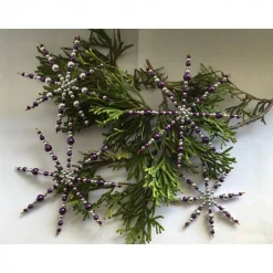 Weihnachtsdeko Set lila-silber aus 4 Sternen