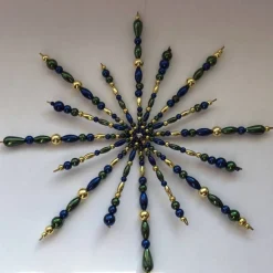 Weihnachtsdeko Stern grün-blau-gold