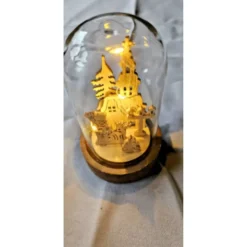 Weihnachtsdeko unter Glas – LED Glaskuppel, Holz Miniatur, festliche Dekoration