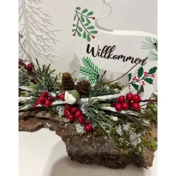 Weihnachtsdeko Weihnachtsgesteck mit einem Hirsch Landschaft