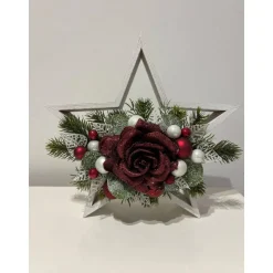 Weihnachtsdeko Weihnachtsstern Stern Led weinrot Rose