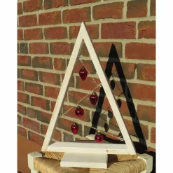 Weihnachtsdekoration Tannenbaum - weiß - mit roten Kugeln