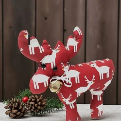 Weihnachtselch, Dekoelch in rot und weiß