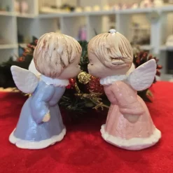 Weihnachtsengel - Schutzengel aus Keramik - Küssende Engel -