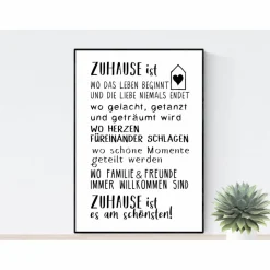 Weihnachtsgeschenk Geschenk Freunde Freundin Poster Zuhause Familie - Geschenk Einzug Umzug- Wünsche zum Einzug