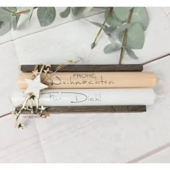 Weihnachtsgeschenk Kerzen - Stabkerzen mit Spruch -Frohe Weihnachten Für Dich-