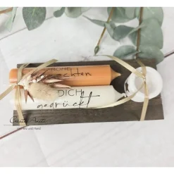 Weihnachtsgeschenk Kerzen - Stabkerzen mit Spruch -Frohe Weihnachten Fühl Dich gedrückt- Freundinnen, Nachbarn