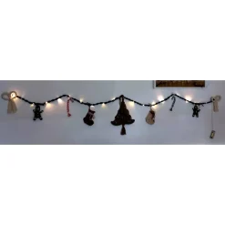Weihnachtsgirlande mit Lichterkette aus Baumwollgarn – Handgemachte Makramee Deko