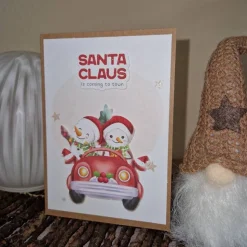 Weihnachtsgrußkarte/ Schneemann / Auto / winterlich / festliche Stimmung / Weihnachtskarte mit Schneemannmotiv