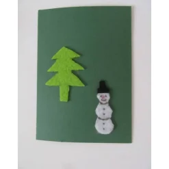 Weihnachtskarte - auch Geldgeschenk - Schneemann mit Tanne