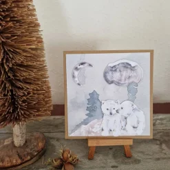 Weihnachtskarte - Eisbären - Mond - Sweet Winter