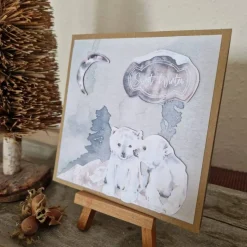 Weihnachtskarte - Eisbären - Mond - Sweet Winter