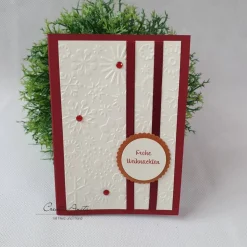 Weihnachtskarte - Grußkarte zu Weihnachten - Schneeflocke - Bordeaux-Creme-Kupfer