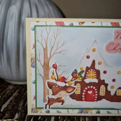 Weihnachtskarte / kleine Rentiere / Weihnachtshaus / festliche Grusskarte / kreative Weihnachtsgeschenke / Rentier