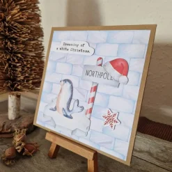 Weihnachtskarte - Pinguin auf der Eisscholle - Northpole
