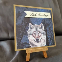 Weihnachtskarte - Weihnachten - Frohe Feiertage - Wolf - Wald - Geschenk zu Weihnachten - Karte zu Weihnachten