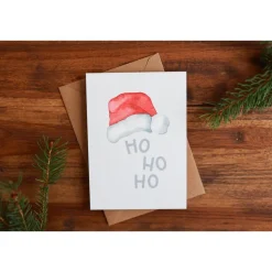Weihnachtskarte | Weihnachtspost | Weihnachtsgruß | Ho Ho Ho | Weihnachtsmütze | aus Naturpapier | DIN A6 | Grußkarten