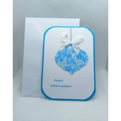 Weihnachtskarte,  DIN A6 , Weihnachtskugel, blau