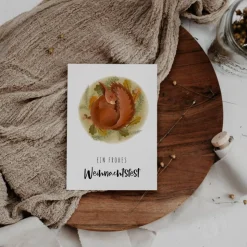 Weihnachtskarte Eichhörnchen A6 weihnachtliche Grußkarte Eichhörnchen im Winterschlaf - Postkarte Kinder - Weihnachten W