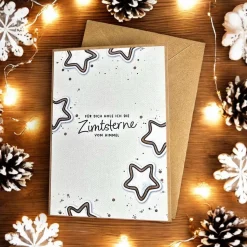 Weihnachtskarte 'Für dich hole ich die Zimtsterne vom Himmel' – Edles Design für Partner & Freunde