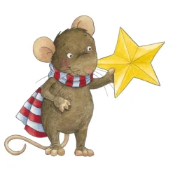 Weihnachtskarte: Frohes Fest, Grußkarte, Geschenkkarte, Maus · A6 · Aquarell, Buntstift, klimaneutraler Druck