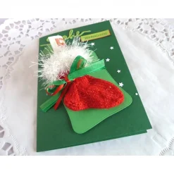 Weihnachtskarte, Geldgeschenk, Geldgeschenkkarte, Söckchenkarte in tannengrün/rot