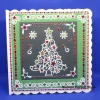 Weihnachtskarte grün weiß rot mit Sticker Weihnachtsbaum, ca. 15 x 15 cm – Handgemacht & einzigartig