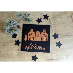 Weihnachtskarte Grußkarte "Festliche Häuser" aus der Manufaktur Karla