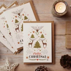 Weihnachtskarte Hirsch Folklore Muster mit Umschlag aus Kraftpapier | DinA6 | umweltfreundlich | Landhaus Stil