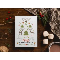 Weihnachtskarte Hirsch Folklore Muster mit Umschlag aus Kraftpapier | DinA6 | umweltfreundlich | Landhaus Stil