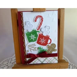 Weihnachtskarte in weinrot/weiß/kariert