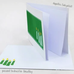 Weihnachtskarte Kerzen grün