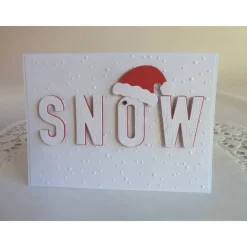 Weihnachtskarte, Klappkarte in weiß/rot mit Nikolausmütze