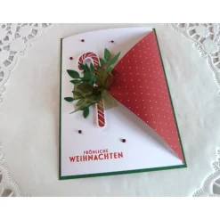 Weihnachtskarte, Klappkarte in weiß/rot/grün