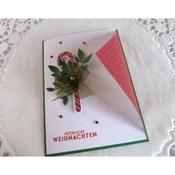 Weihnachtskarte, Klappkarte in weiß/rot/grün