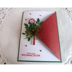 Weihnachtskarte, Klappkarte in weiß/rot/grün